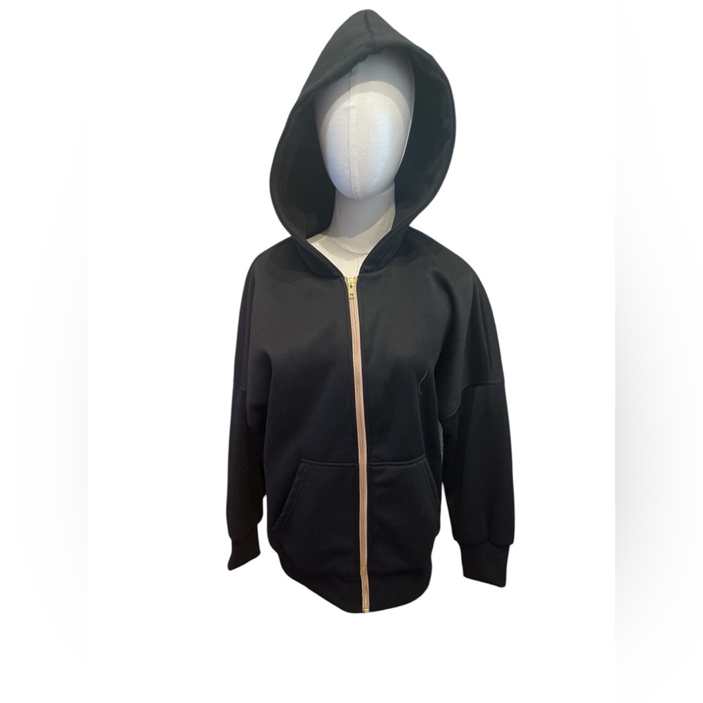 Women's Black Zip-Up Hoodie - Picture 2 of 5
